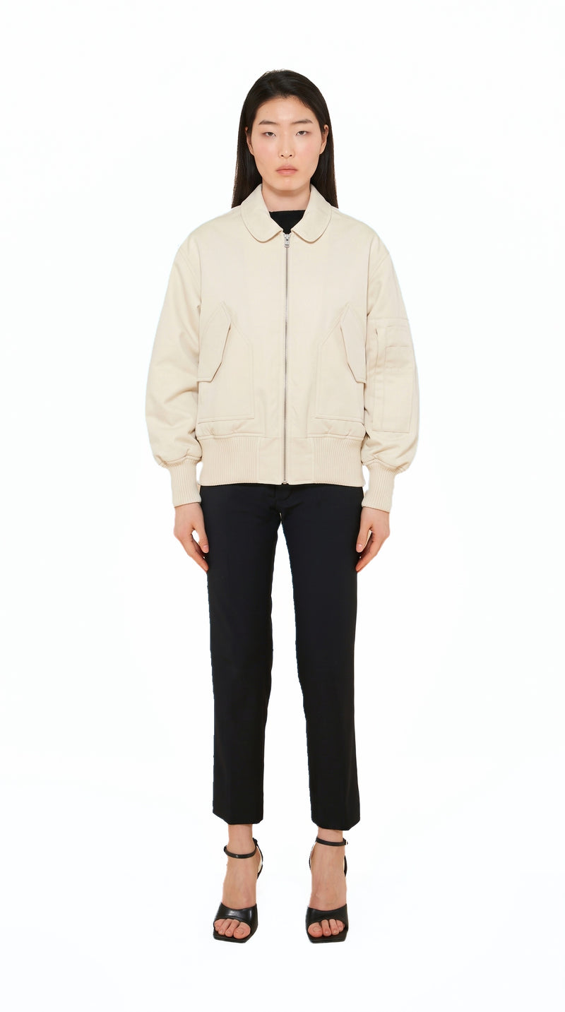 Iceman Bomber Jacket Women Ivory, front view – POAN