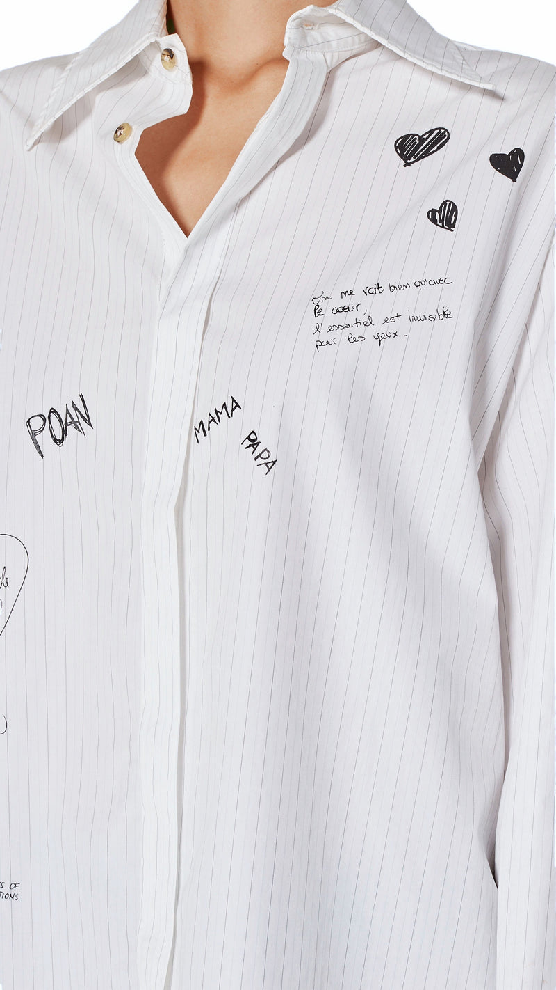 Ikarus Graffiti Shirt Women White, detail – POAN