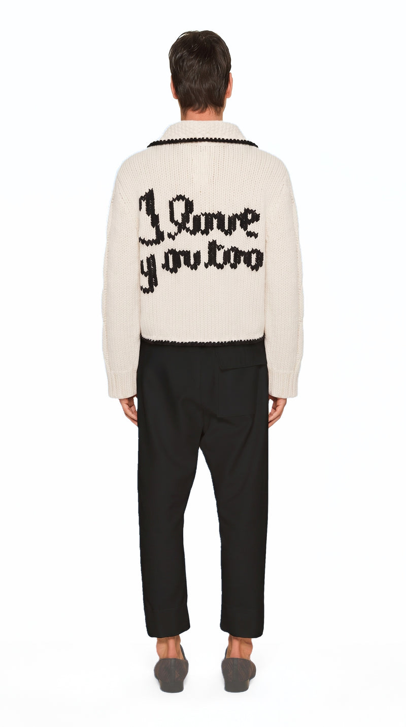 JUNKER CASHMERE HANDKNIT CARDIGAN MEN, back view – POAN