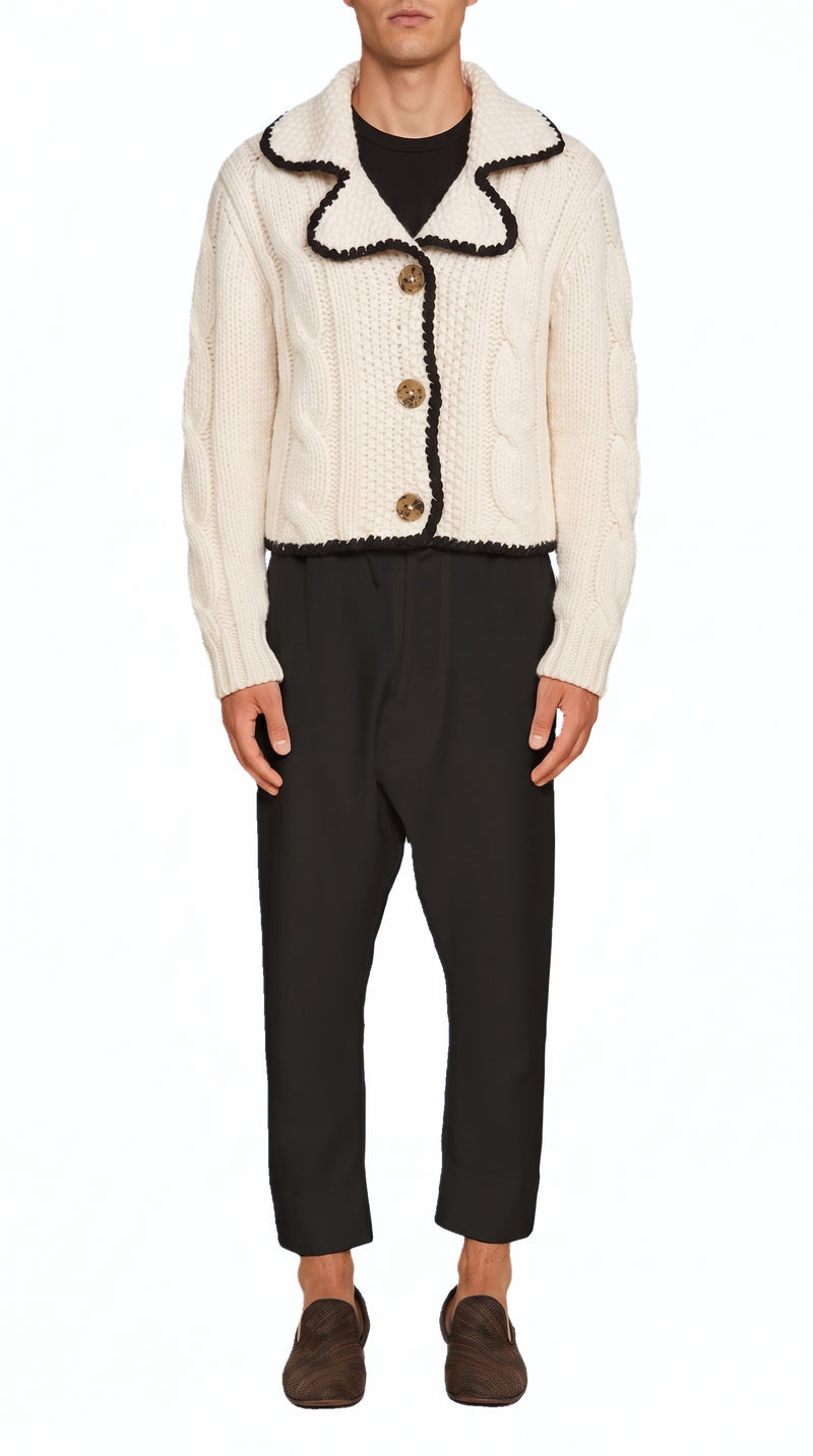 JUNKER CASHMERE HANDKNIT CARDIGAN MEN, detail – POAN
