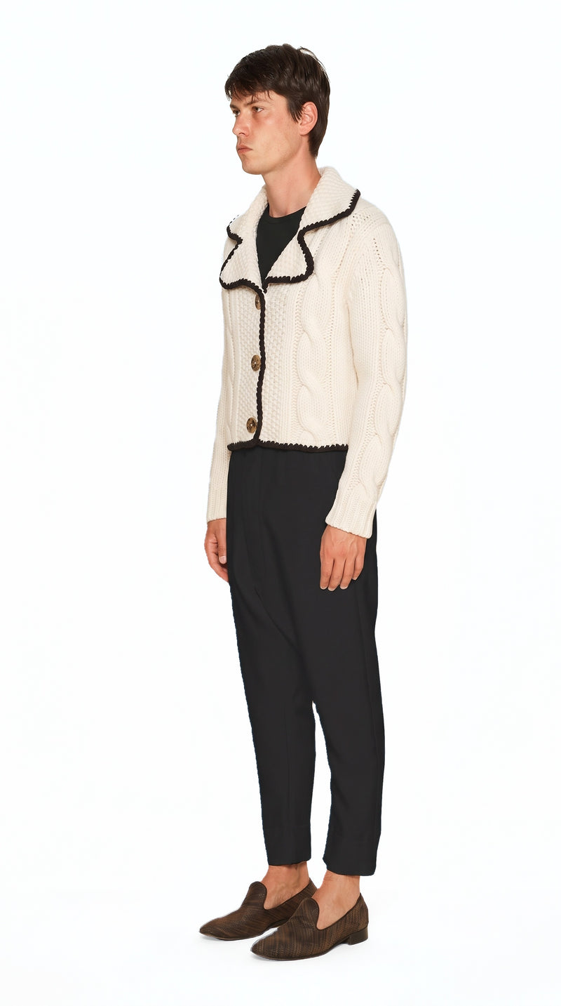 JUNKER CUSTOM CASHMERE HANDKNIT CARDIGAN MEN, side view – POAN