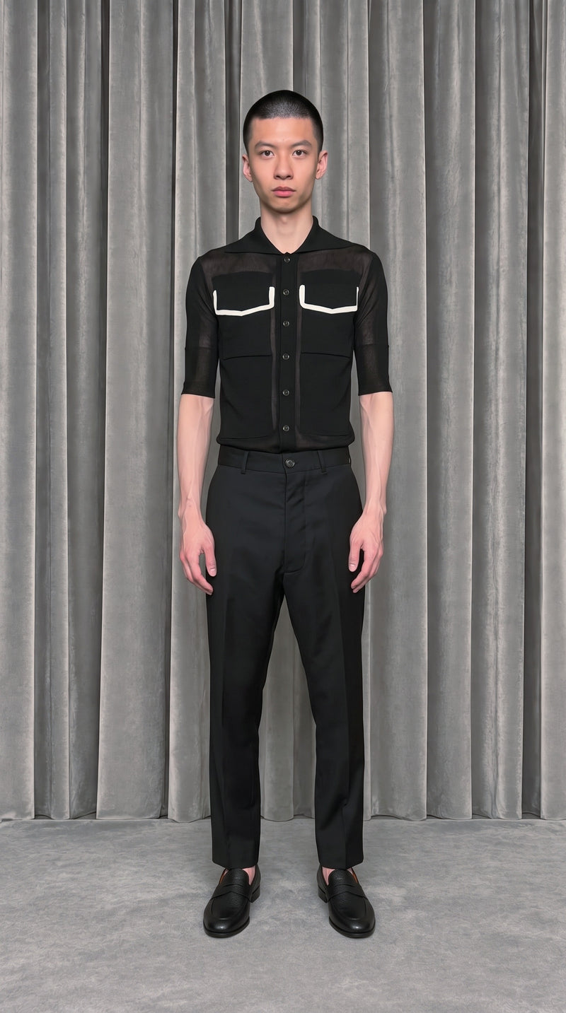 Keaton Short Sleeve Polo Black – model front
