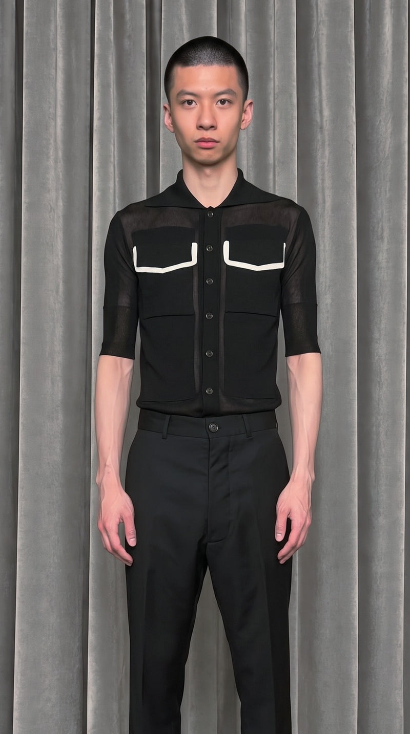 Keaton Short Sleeve Polo Black – detail