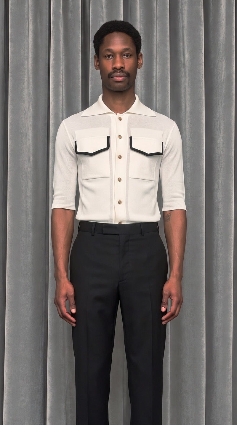 Keaton Short Sleeve Polo Ivory – detail