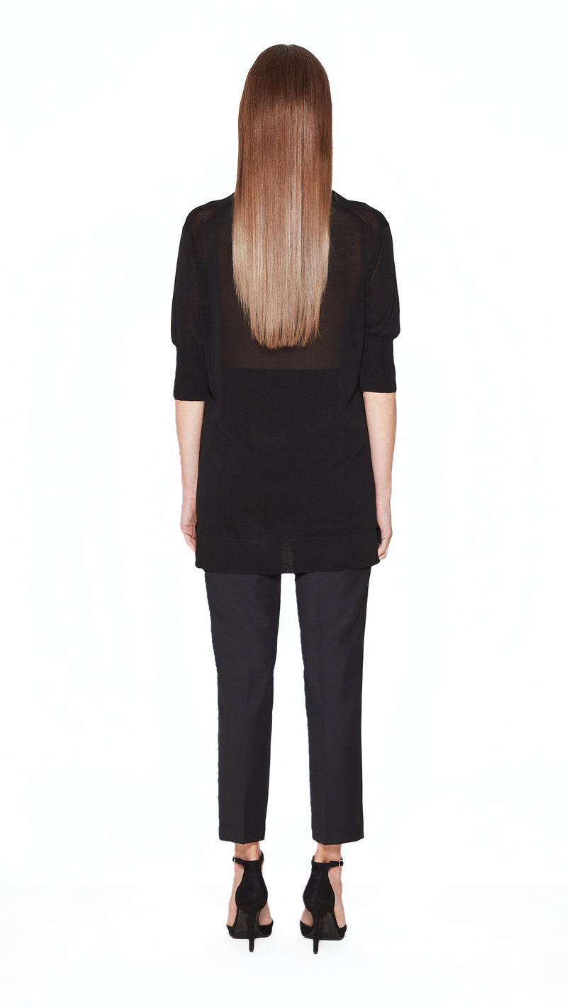 Keaton Short Sleeve Polo Women Black, back view – POAN