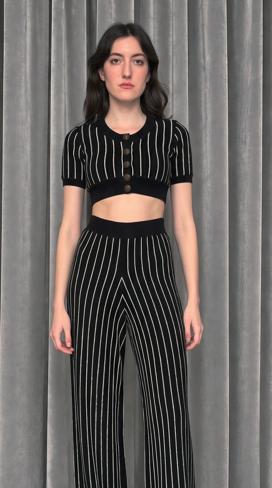 Mausi Cropped Cardigan Black – detail