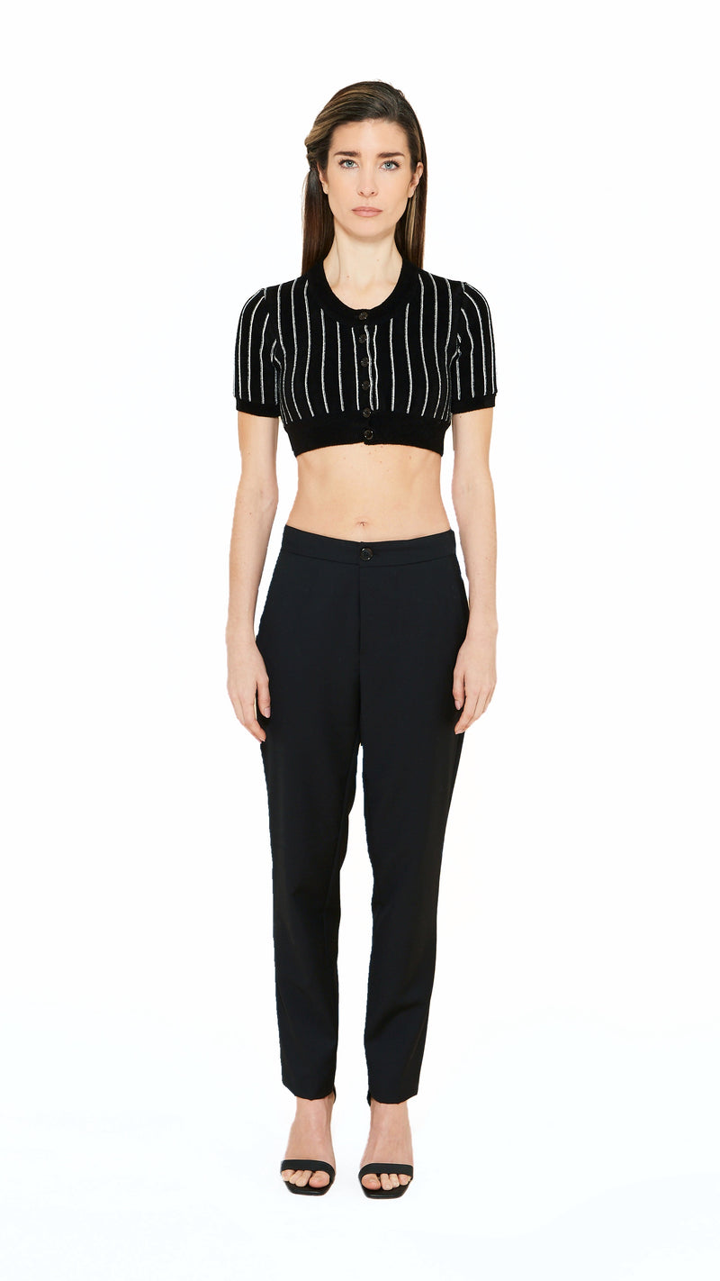 Mausi Cropped Cardigan Women Black, front view – POAN