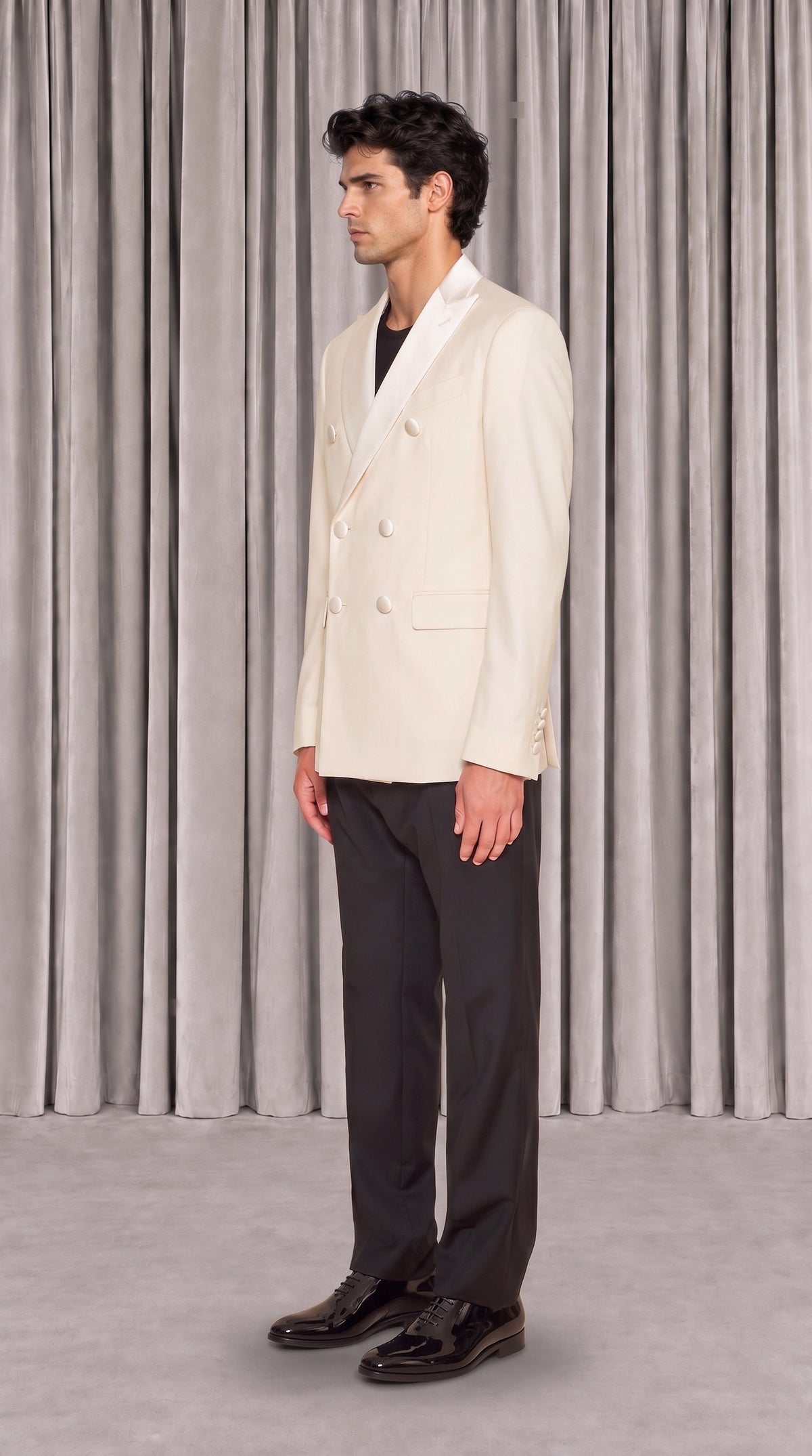 Michael Evening Jacket Ivory Men, side view – POAN
