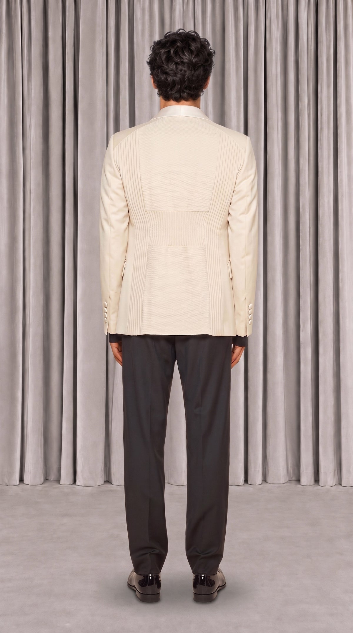 Michael Evening Jacket Ivory Men, back view – POAN