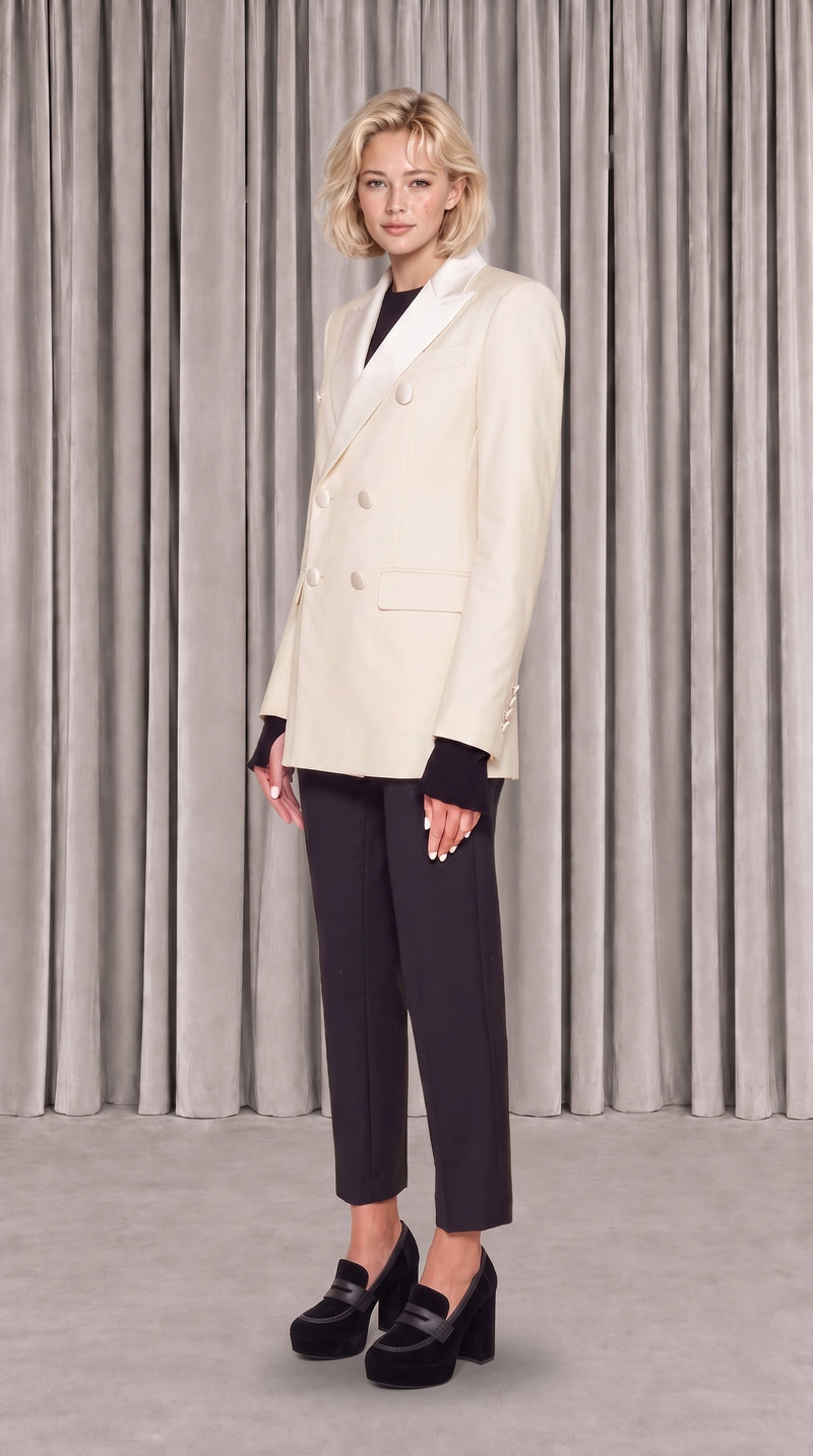 Michael Evening Jacket Ivory Women, side view – POAN