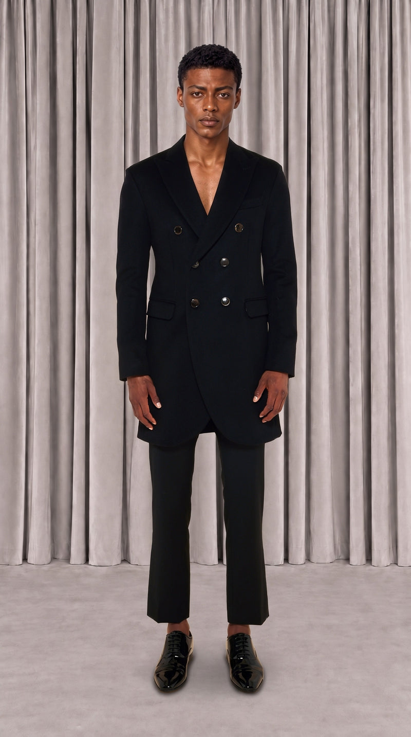 Michael Melton Overcoat Men Black, front view – POAN