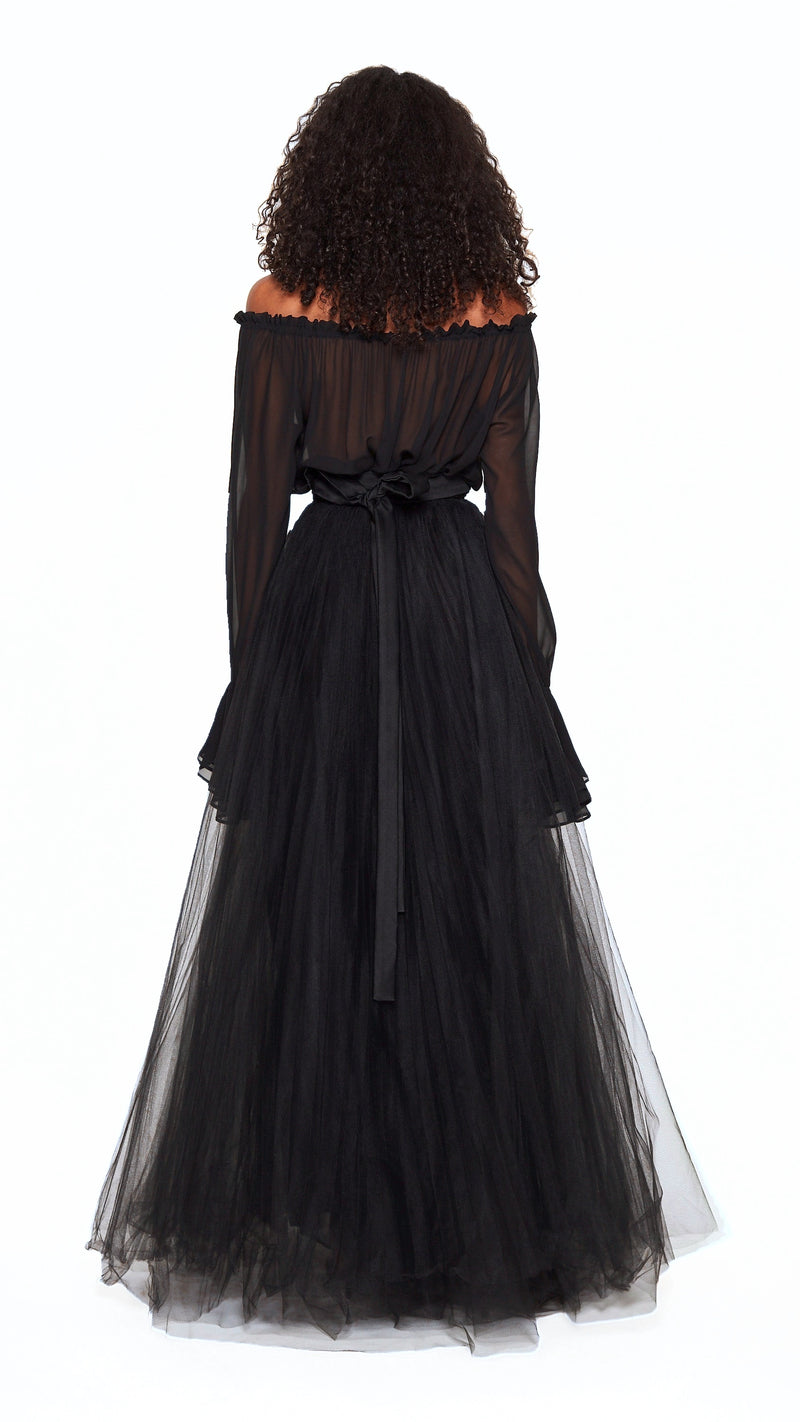 Noir Smoking Couture Dress Women Black, back view – POAN
