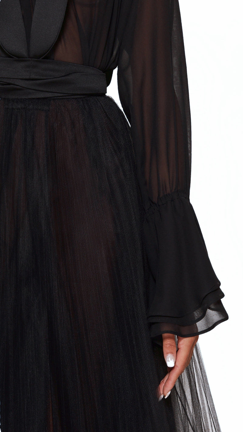 Noir Smoking Couture Dress Women Black, detail – POAN