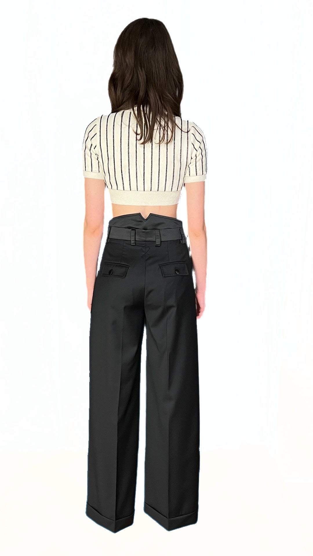 Palazzo Trousers Black Wool Women, detail – POAN