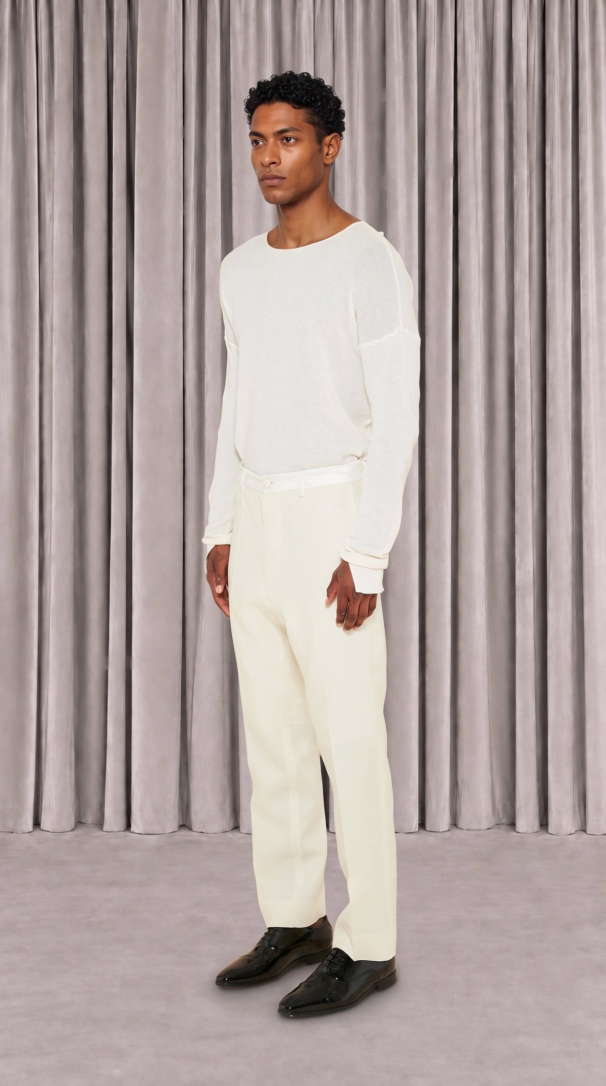 Prince Smoking Trousers Men Ivory, side view – POAN