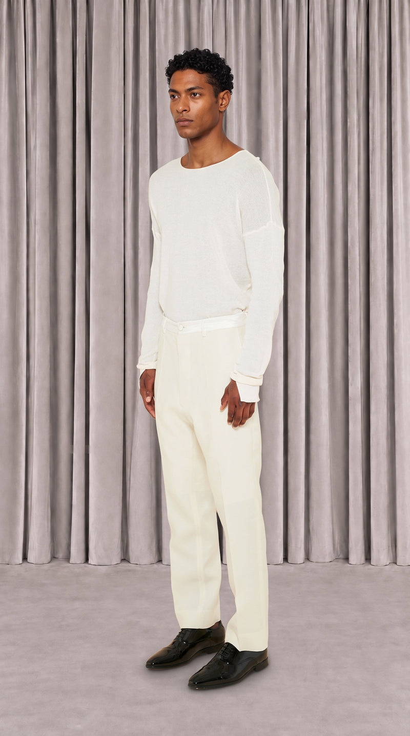 Prince Smoking Trousers Men Ivory, side view – POAN