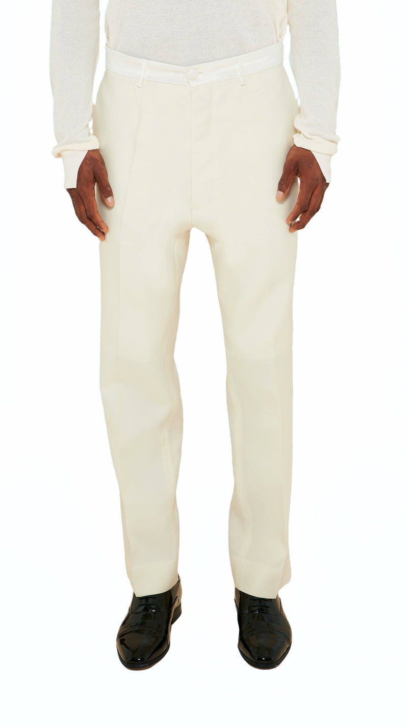 Prince Smoking Trousers Men Ivory, detail – POAN
