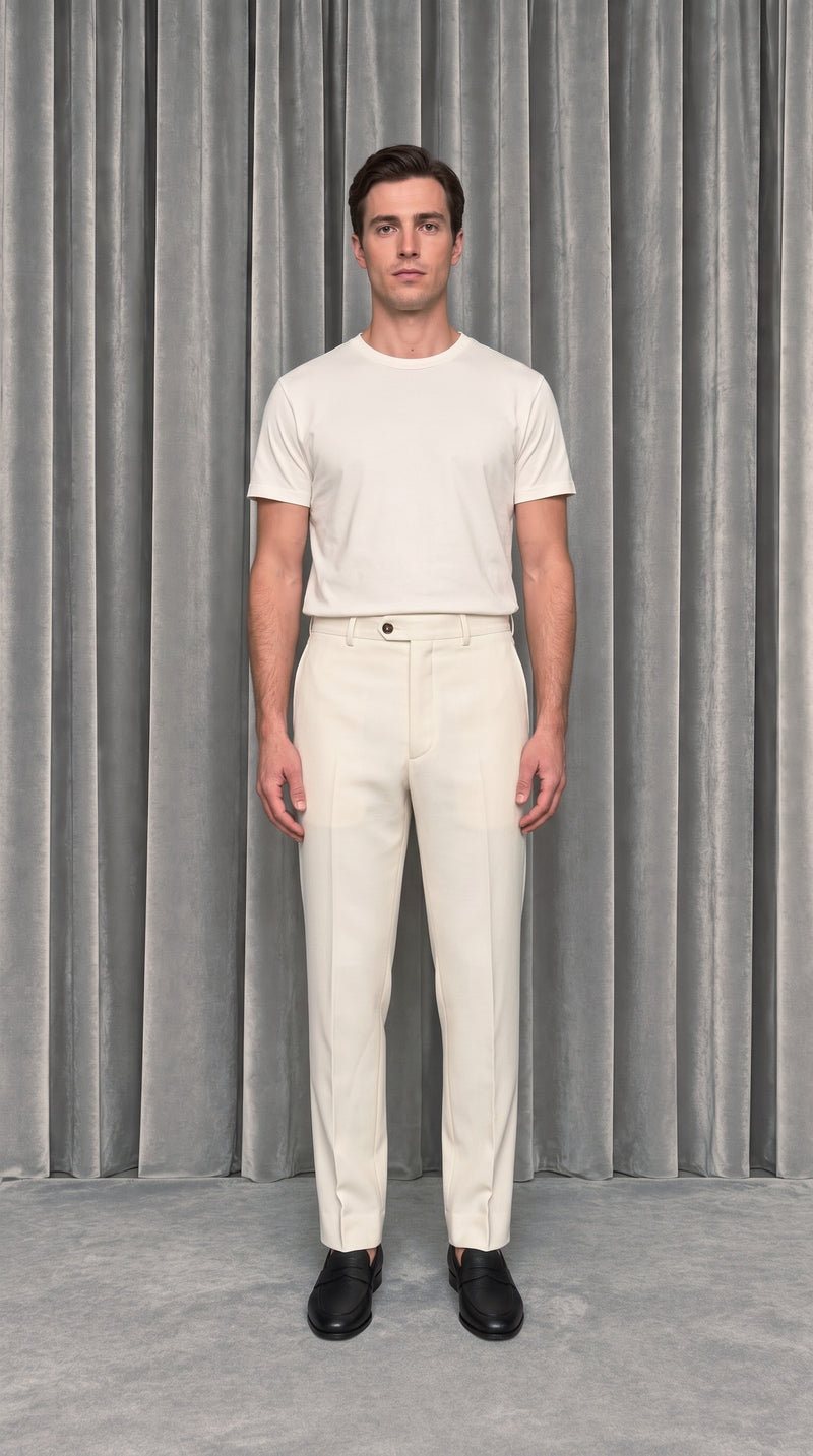 Prince Trousers Ivory – model front