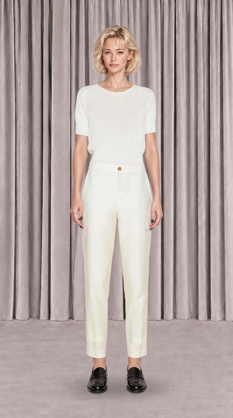 Queen Trousers Women Ivory, front view – POAN