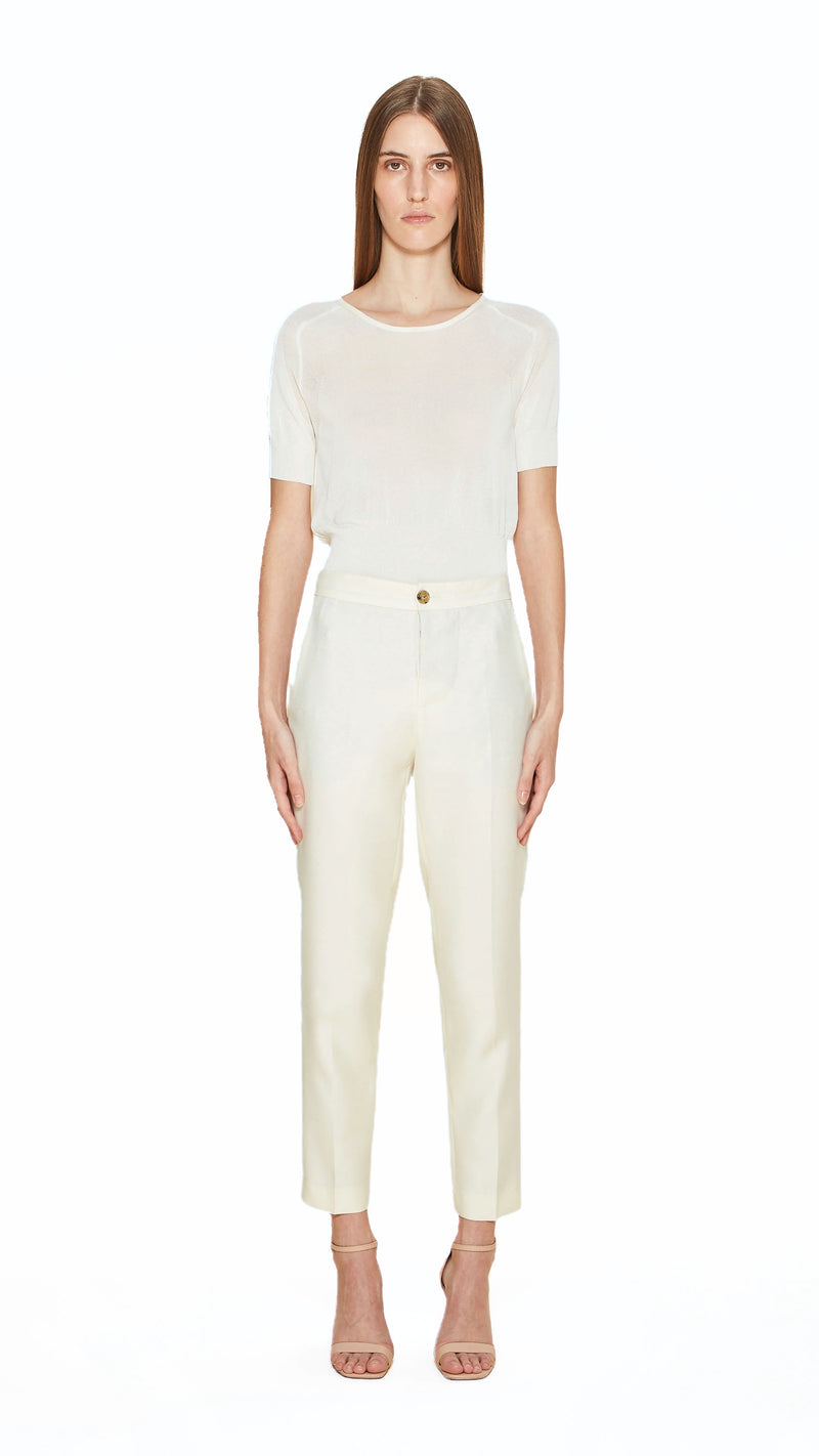Queen Trousers Women Ivory, front view – POAN