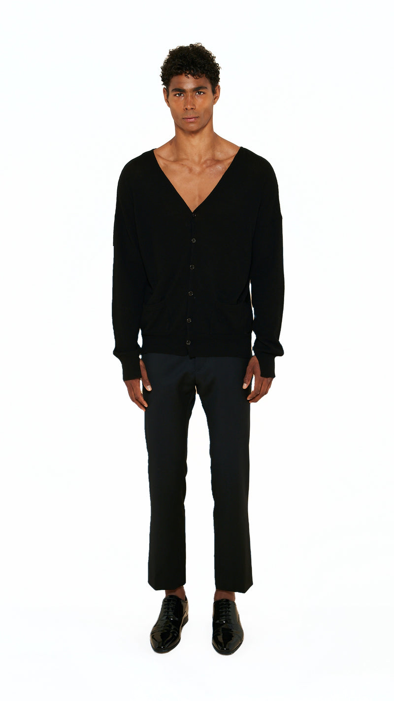 Roberto Cardigan Men Black, front view – POAN