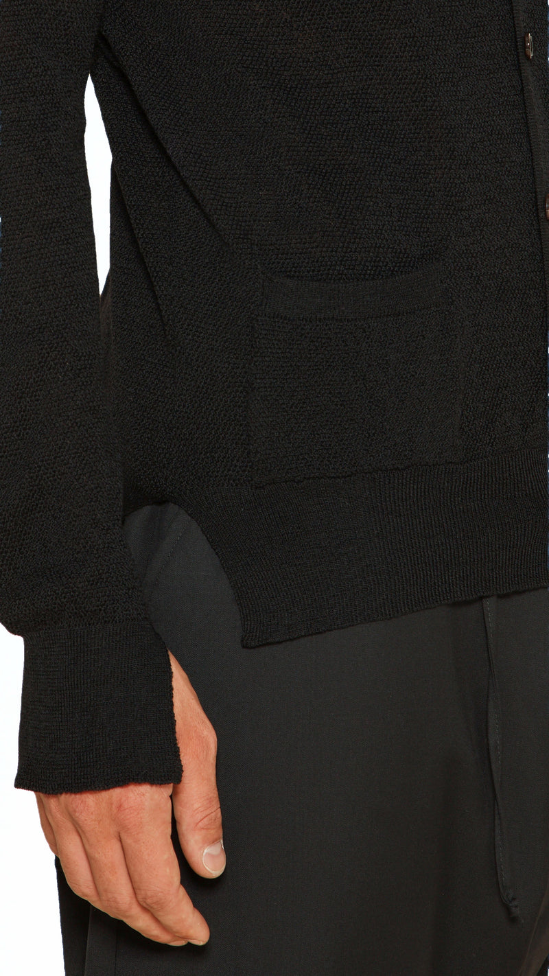 Roberto Cardigan Men Black, detail – POAN