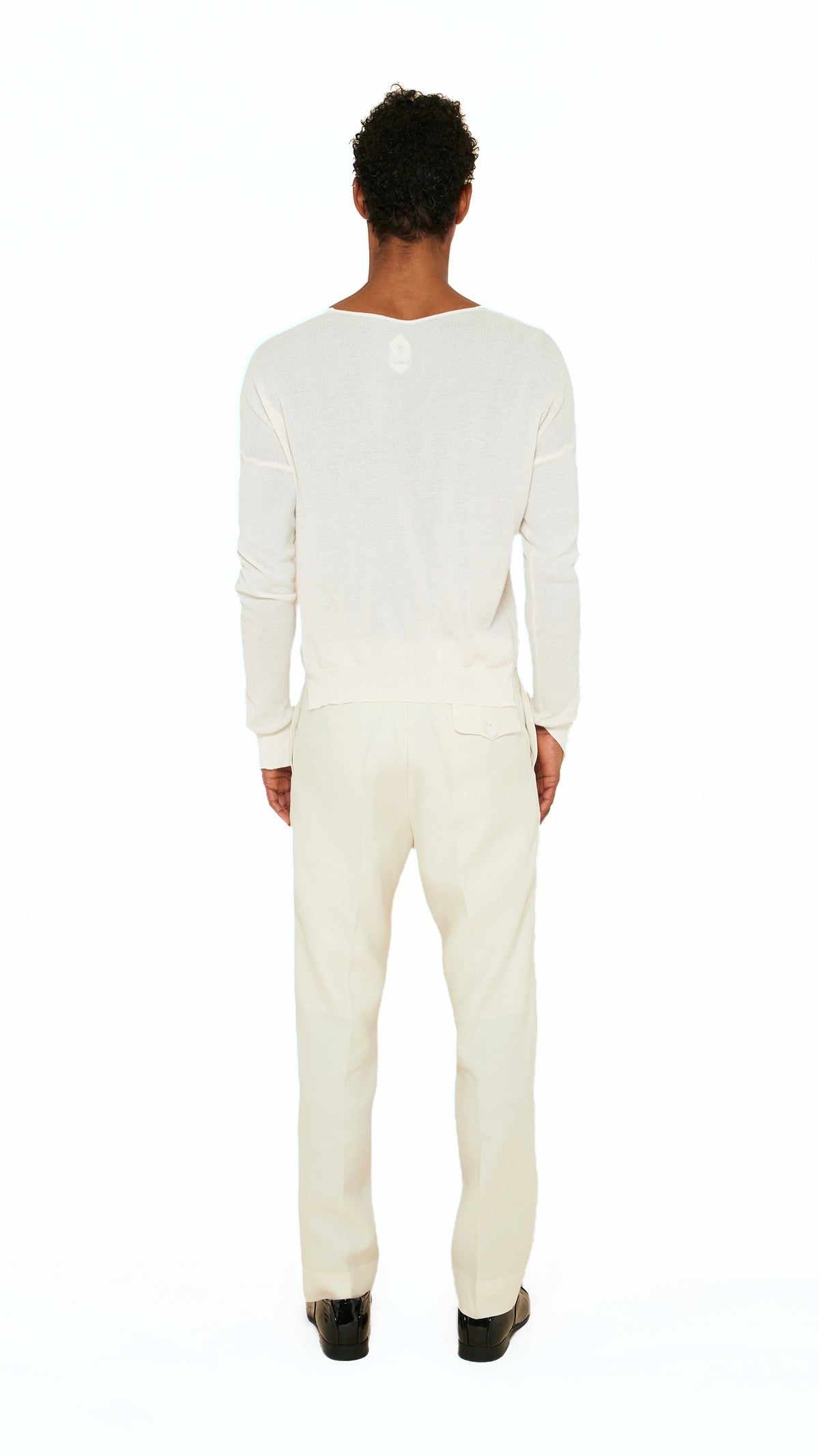 Roberto Cardigan Men Ivory, back view – POAN