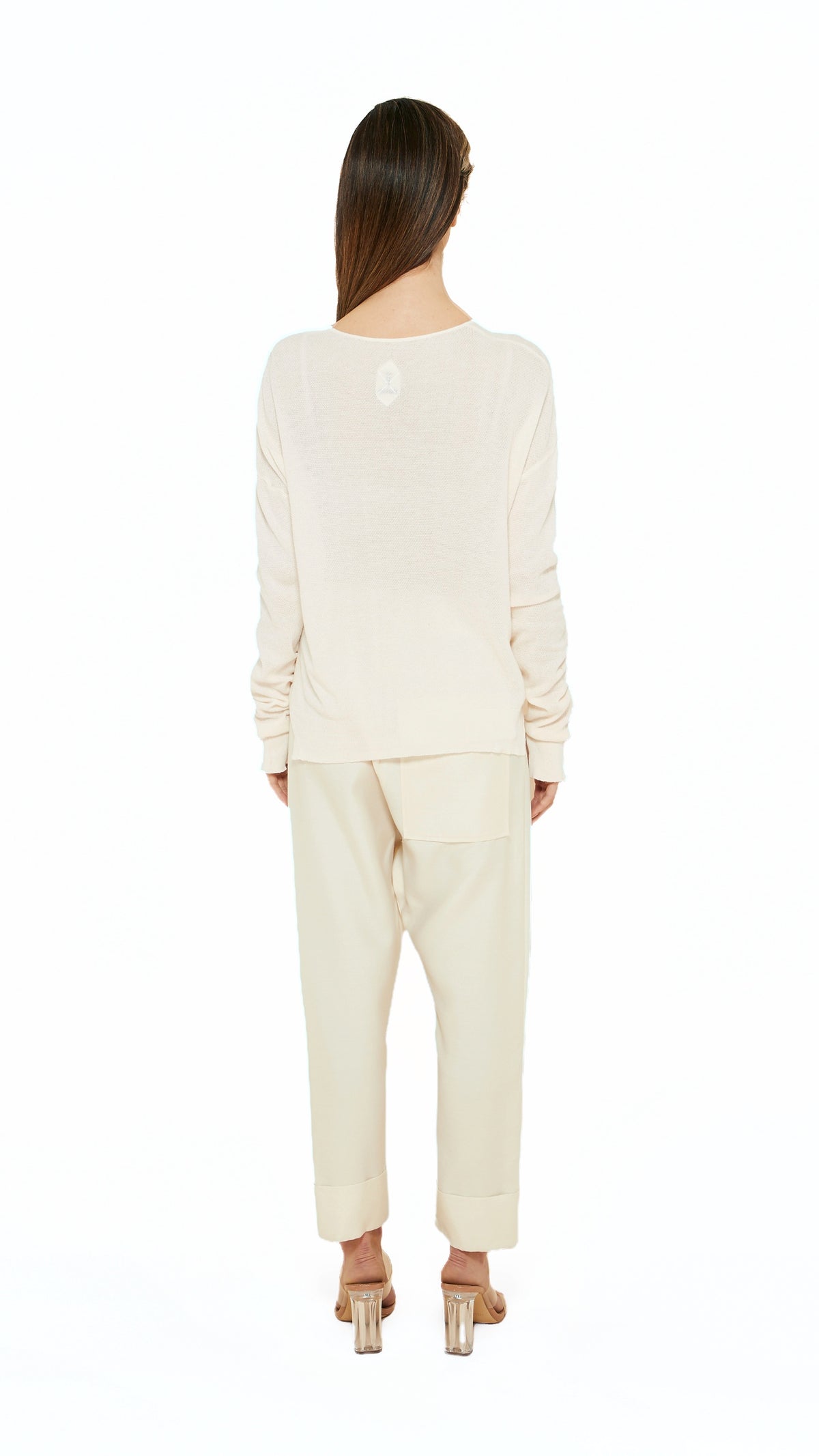Roberto Cardigan Women Ivory, back view – POAN