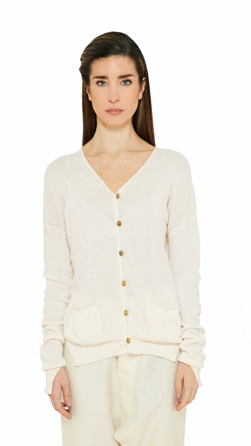 Roberto Cardigan Women Ivory, detail – POAN