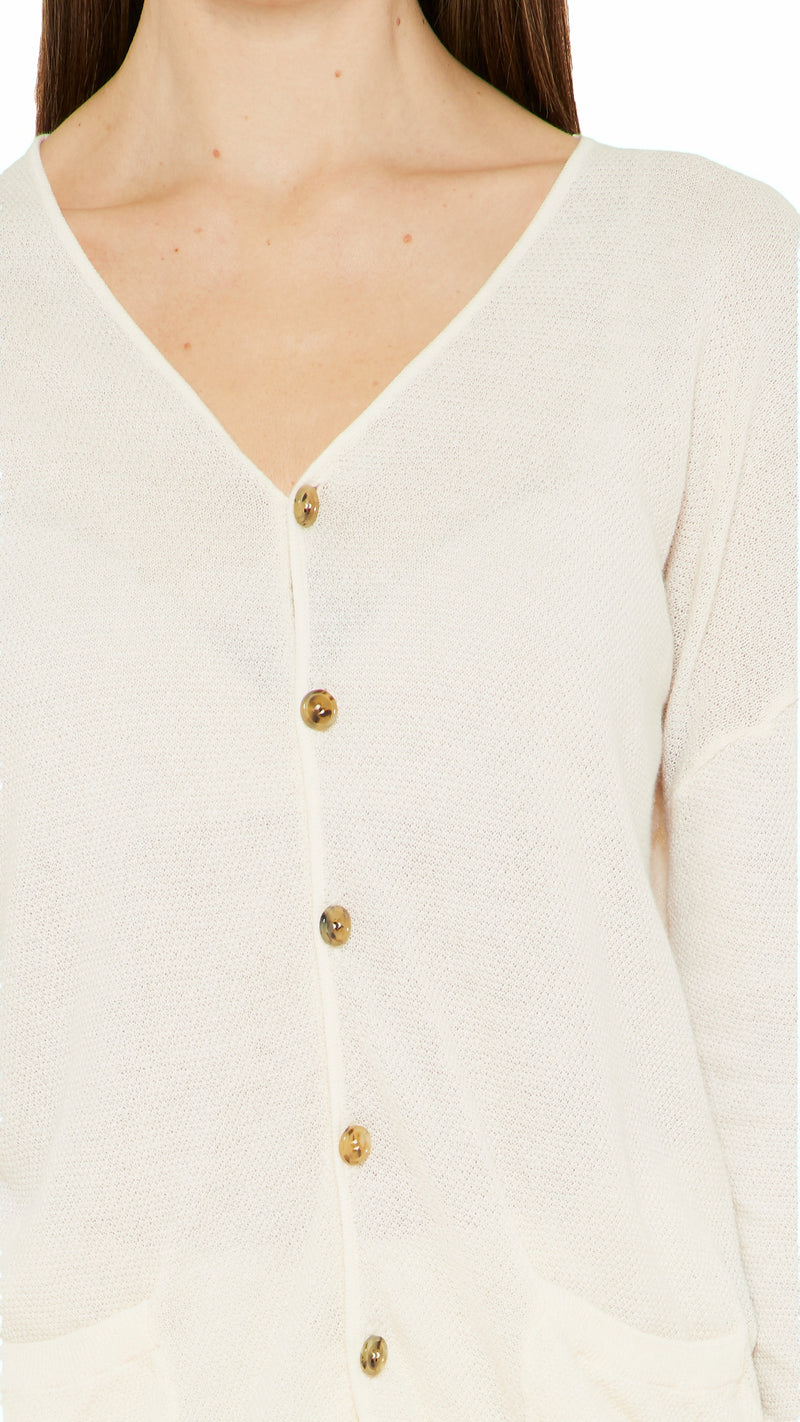Roberto Cardigan Women Ivory, detail – POAN