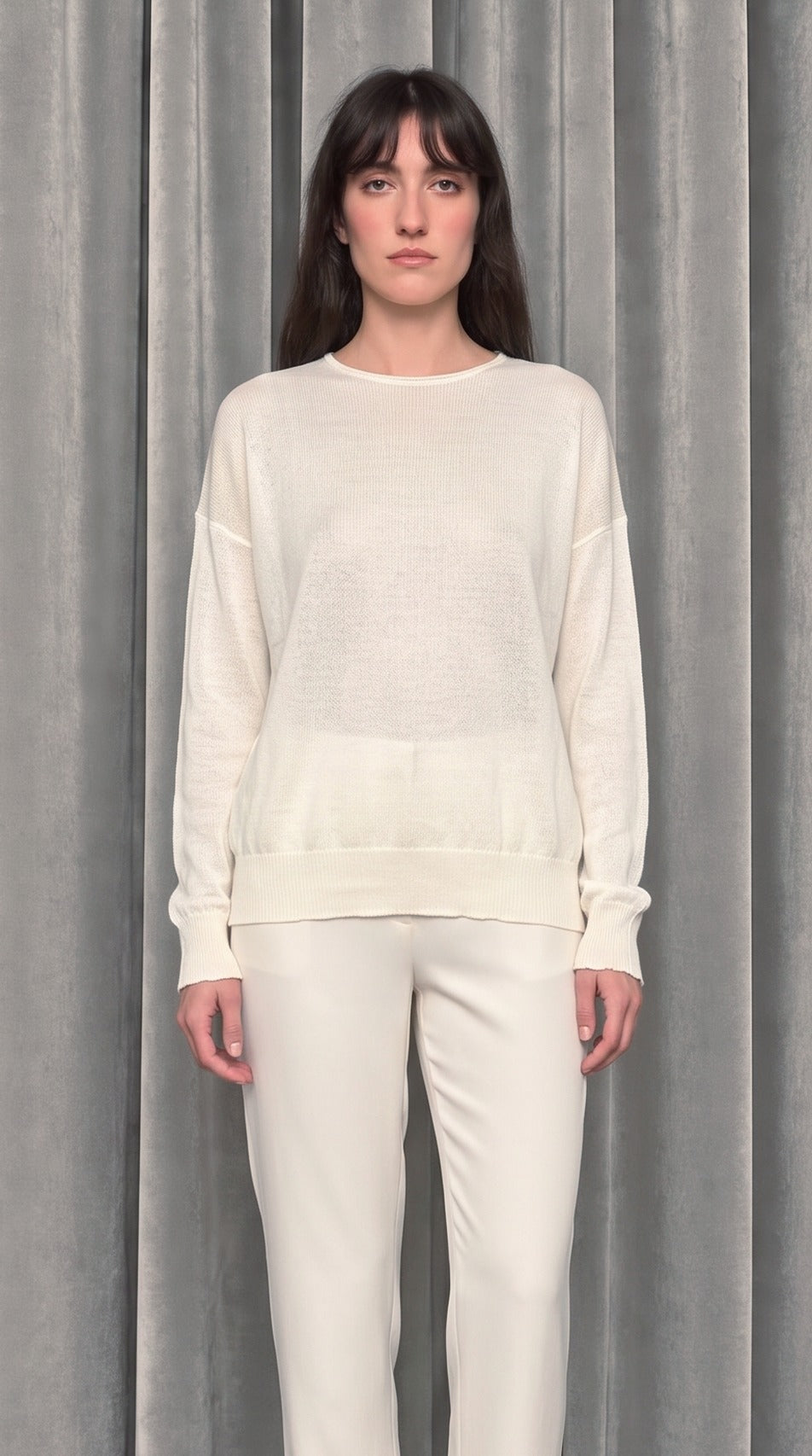 Roberto Crewneck Jumper Ivory – detail