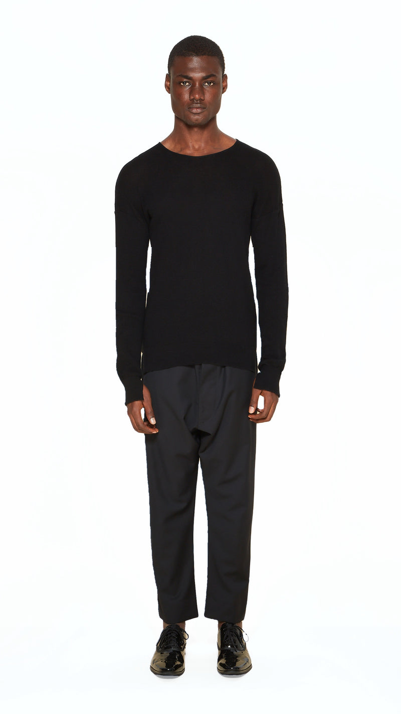 Roberto Crewneck Jumper Men Black, front view – POAN