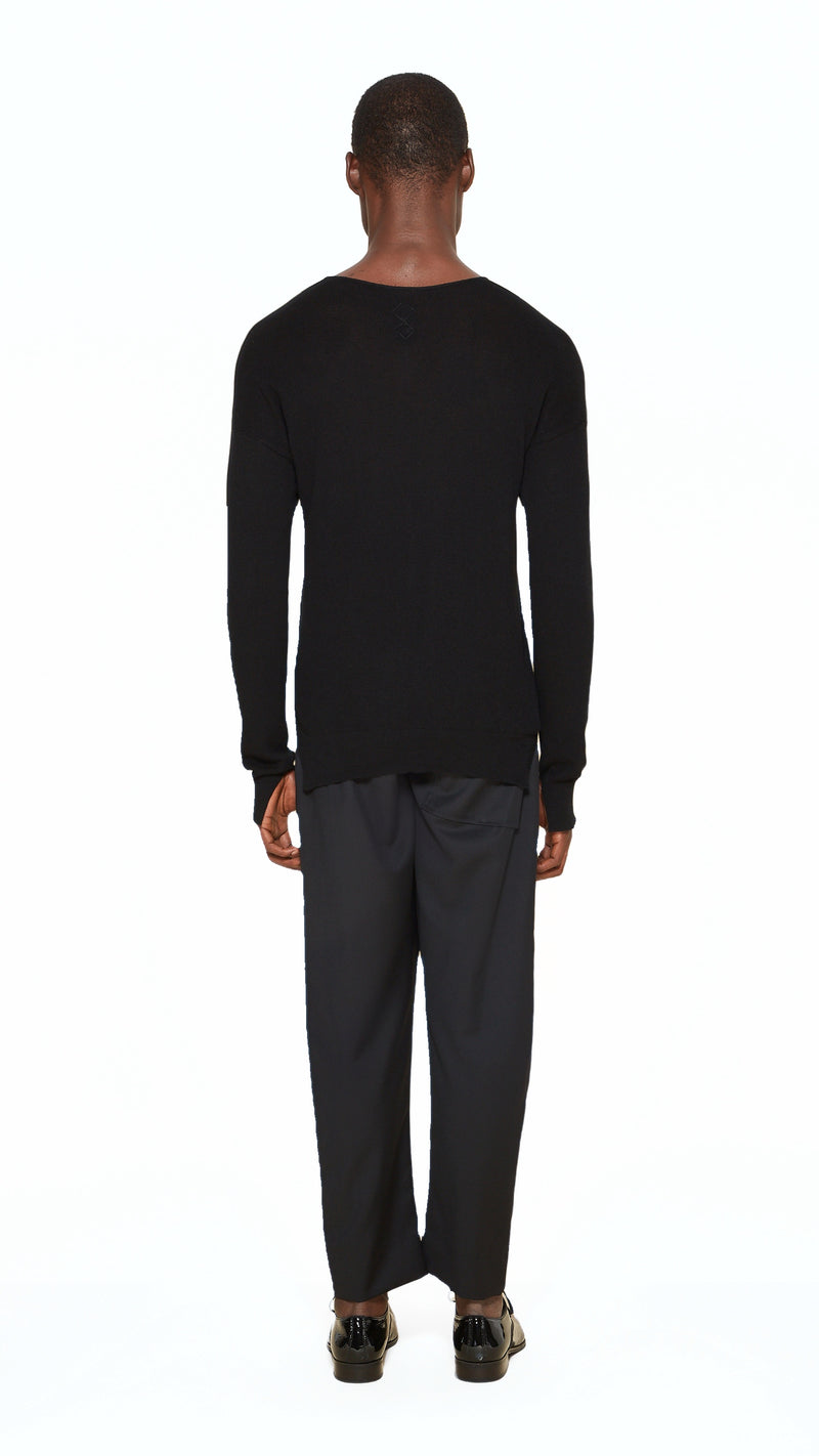 Roberto Crewneck Jumper Men Black, back view – POAN