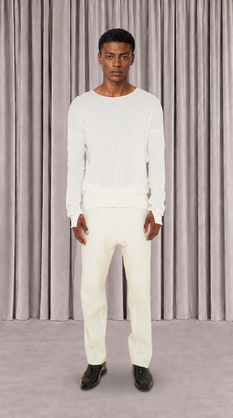 Roberto Crewneck Jumper Men Ivory, front view – POAN