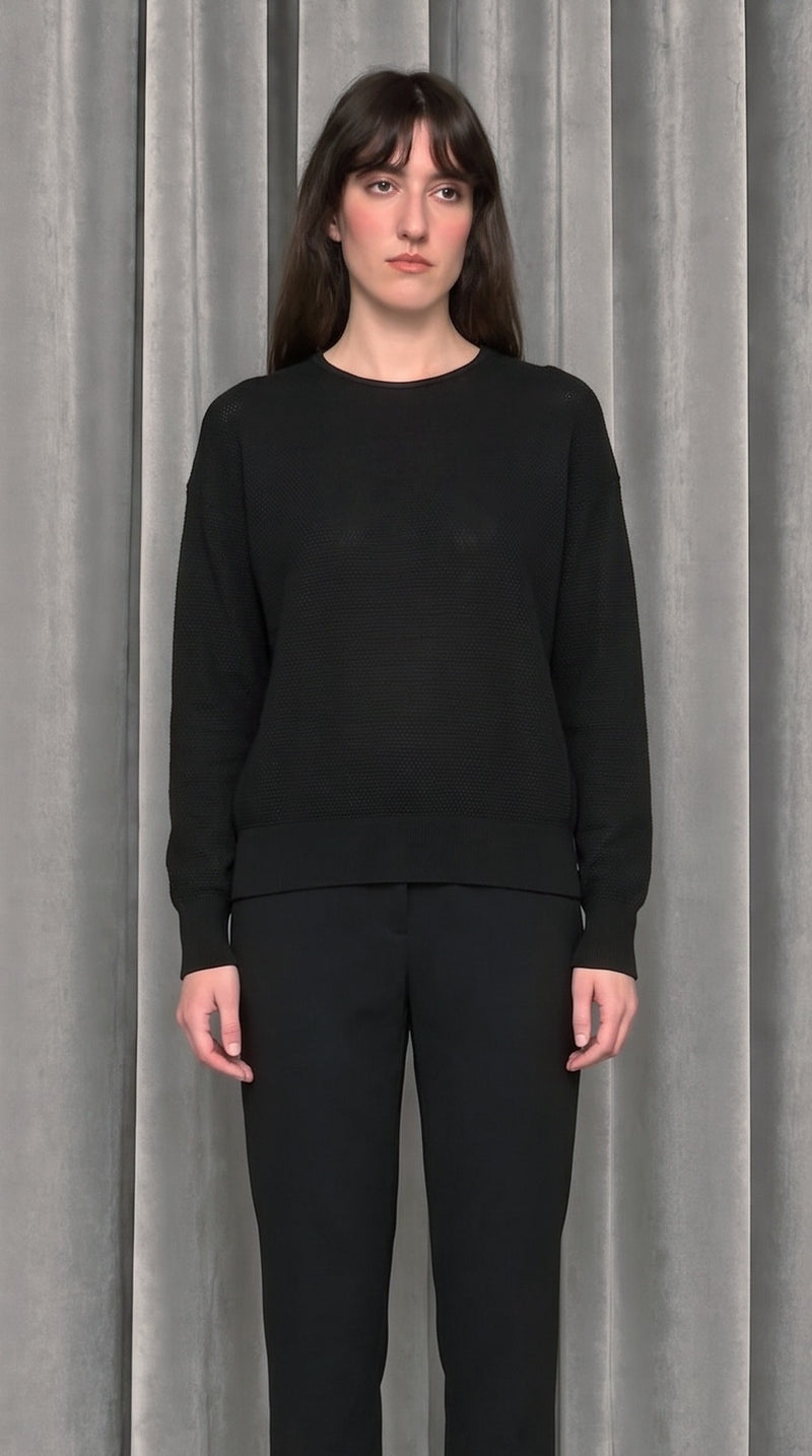 Roberto Crewneck Jumper Black – detail