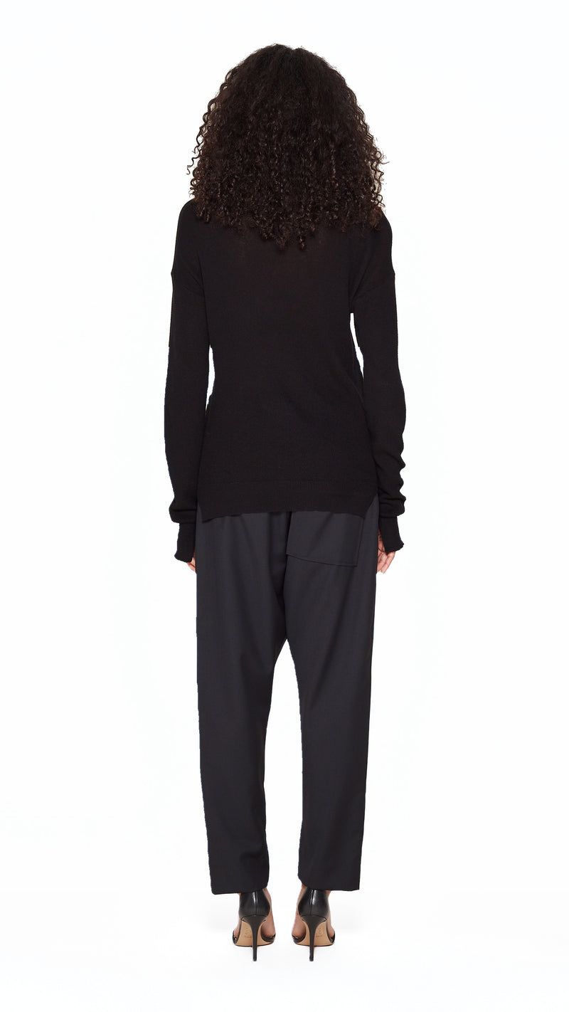 Roberto Crewneck Jumper Women Black, back view – POAN