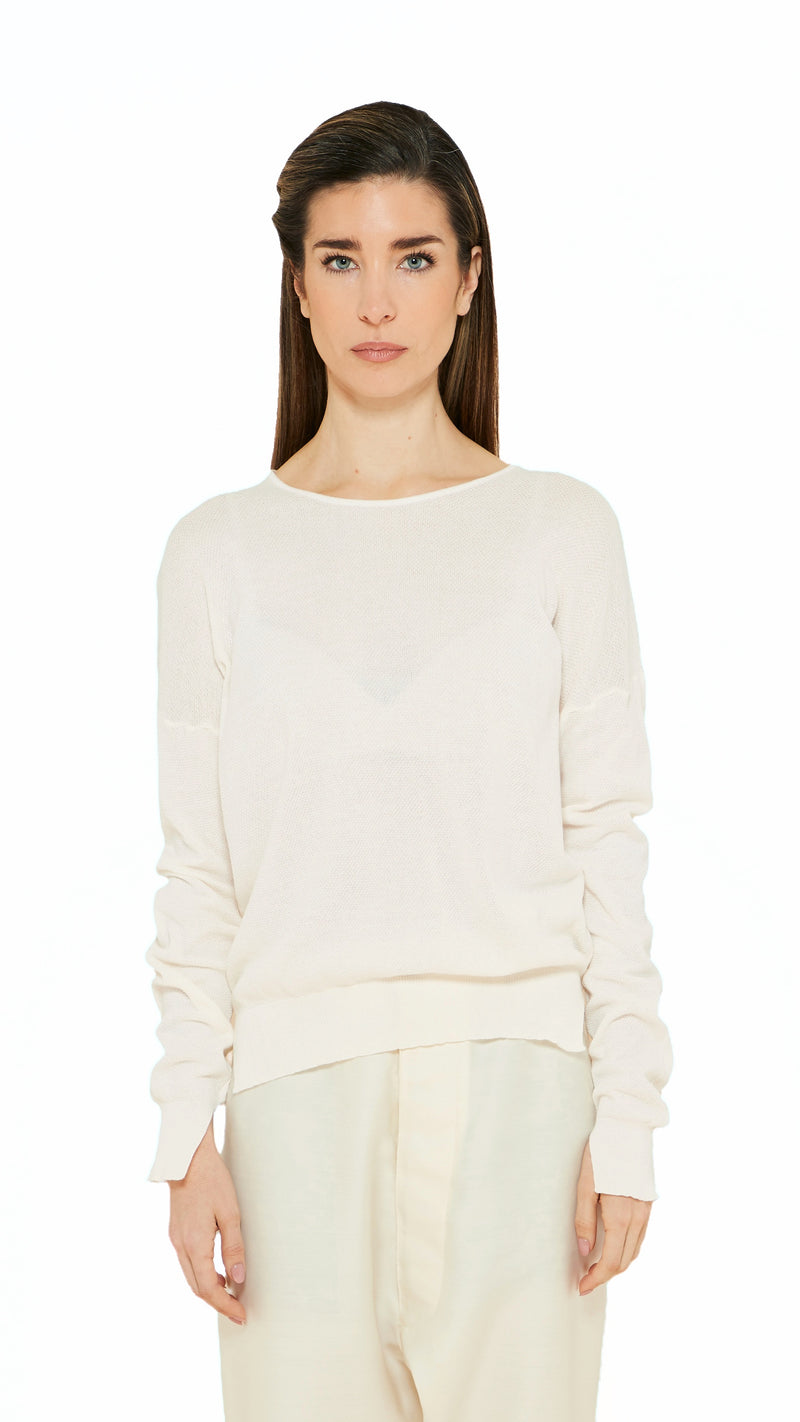 Roberto Crewneck Jumper Women Ivory, detail – POAN