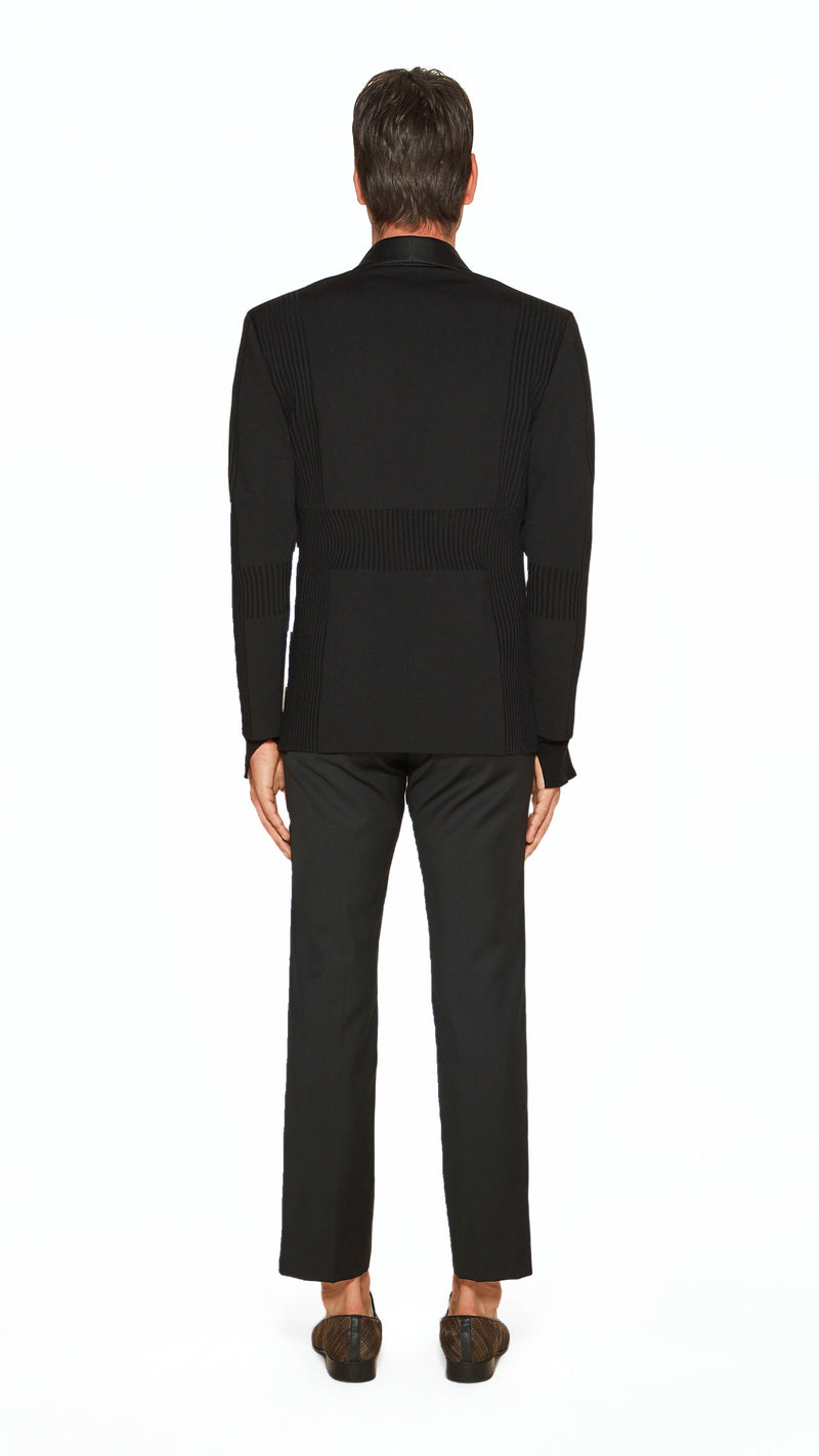 Smoker Jacket Men Black, back view – POAN