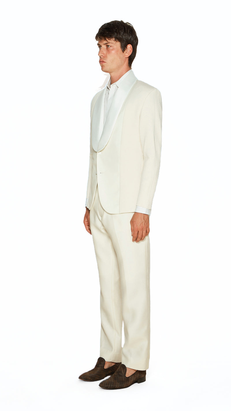 Smoker Jacket Men Ivory, side view – POAN