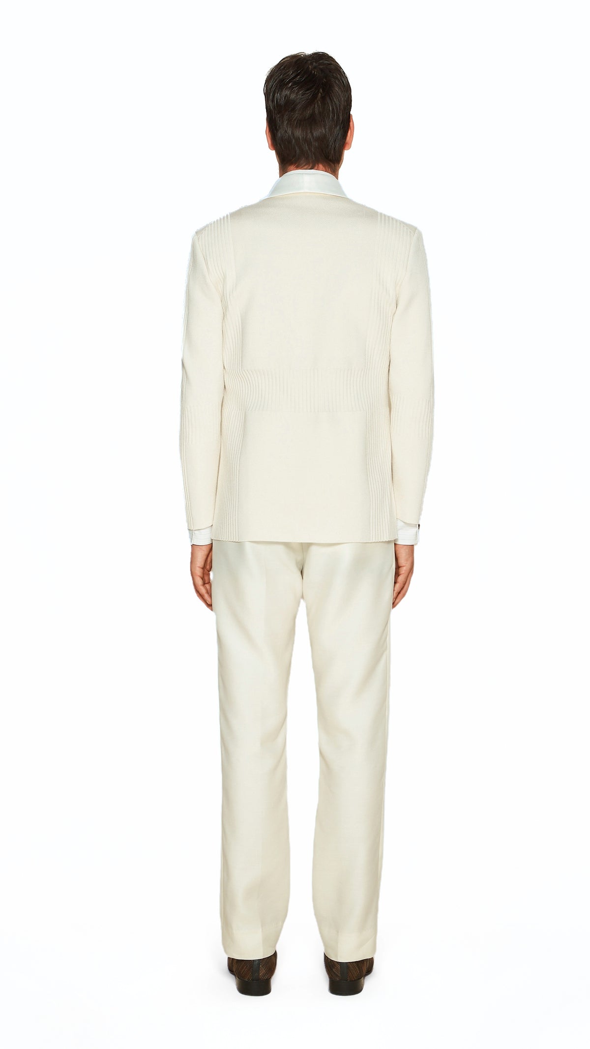 Smoker Jacket Men Ivory, back view – POAN