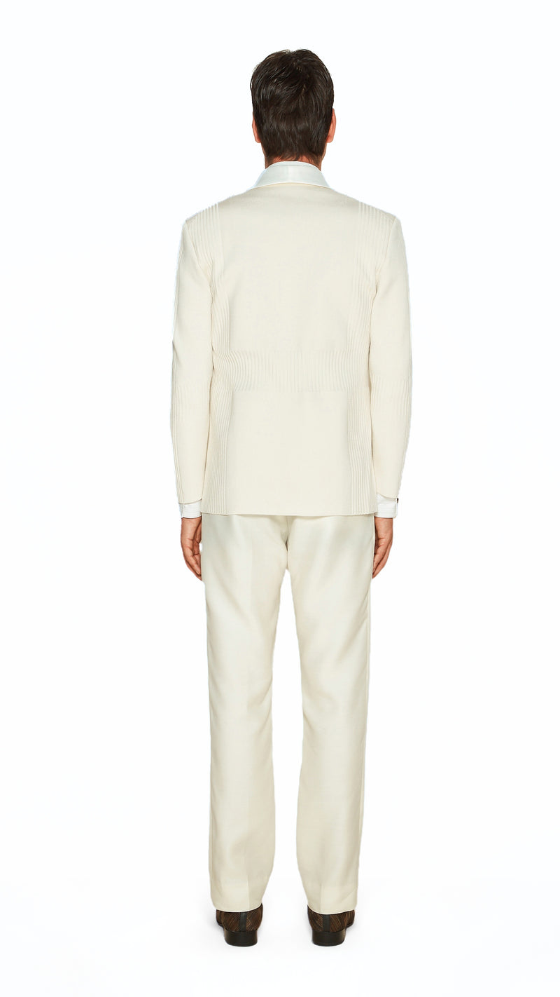 Smoker Jacket Men Ivory, back view – POAN