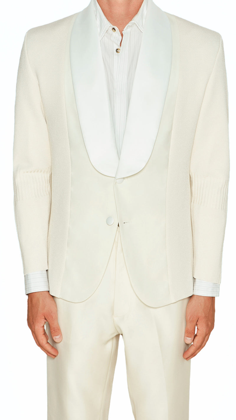 Smoker Jacket Men Ivory, detail – POAN