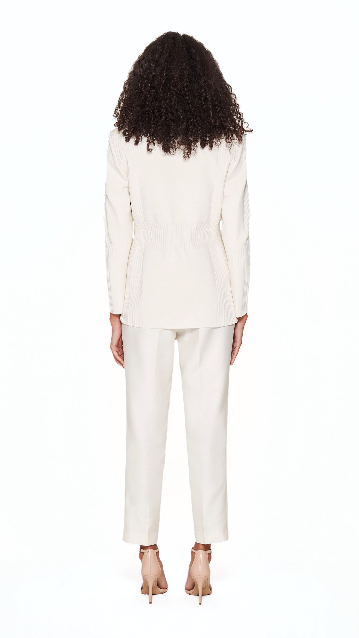 Smoker Jacket Women Ivory, back view – POAN