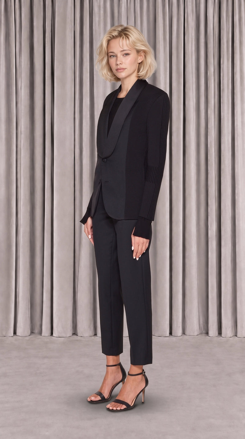 Smoker Jacket Women Noir, side view – POAN