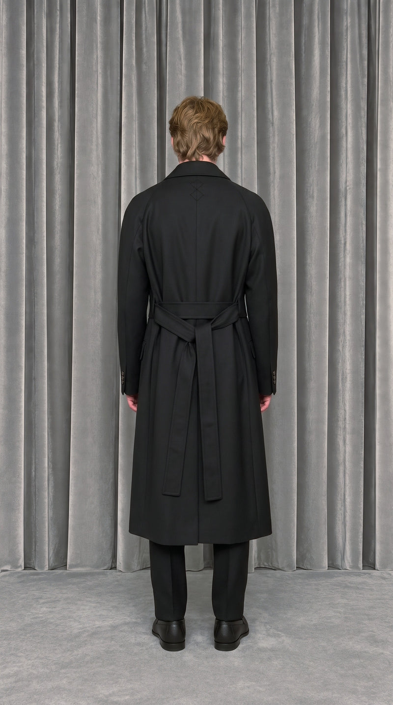 Victor Overcoat Men Black – worn, model back