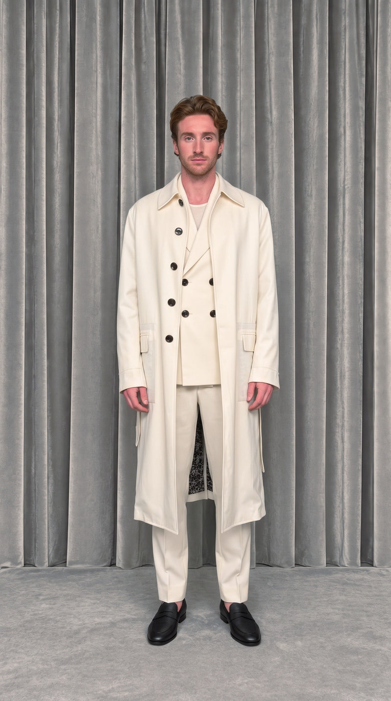 Victor Overcoat Ivory – model front