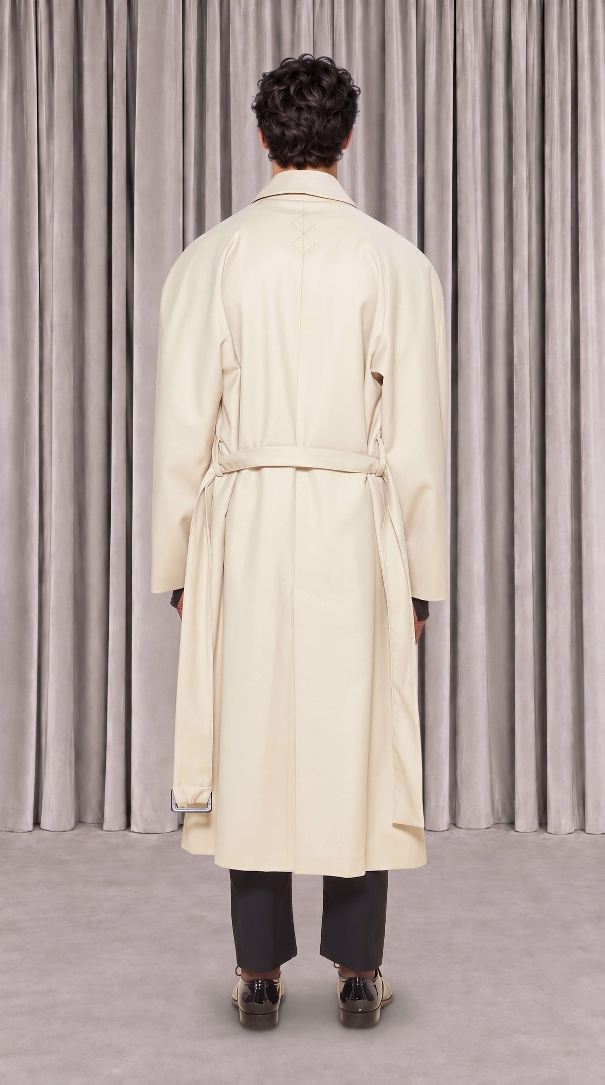 Victor Overcoat Men Ivory, back view – POAN