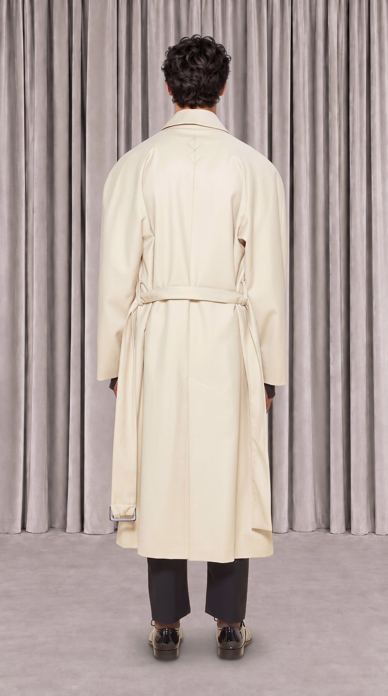 Victor Overcoat Men Ivory, back view – POAN