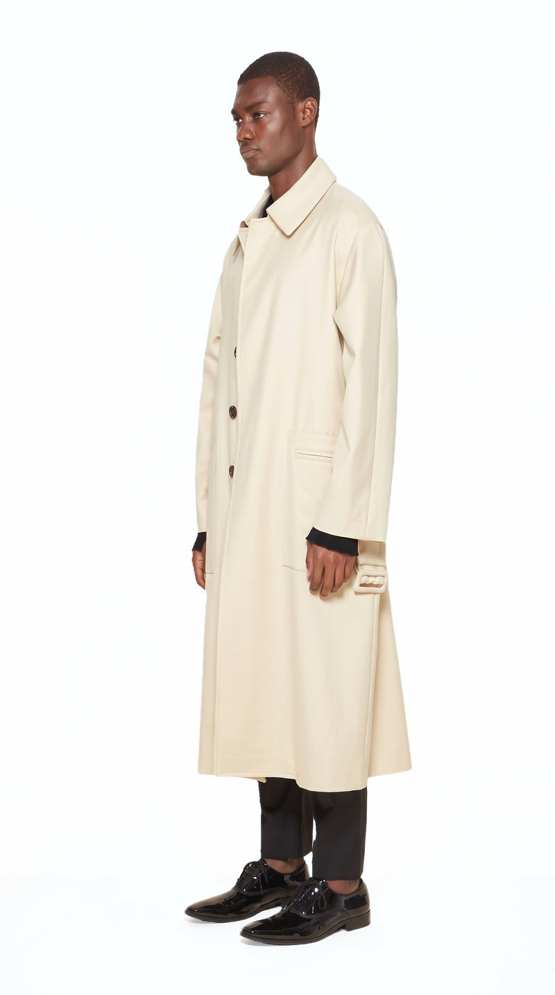 Victor Overcoat Men Ivory, side view – POAN