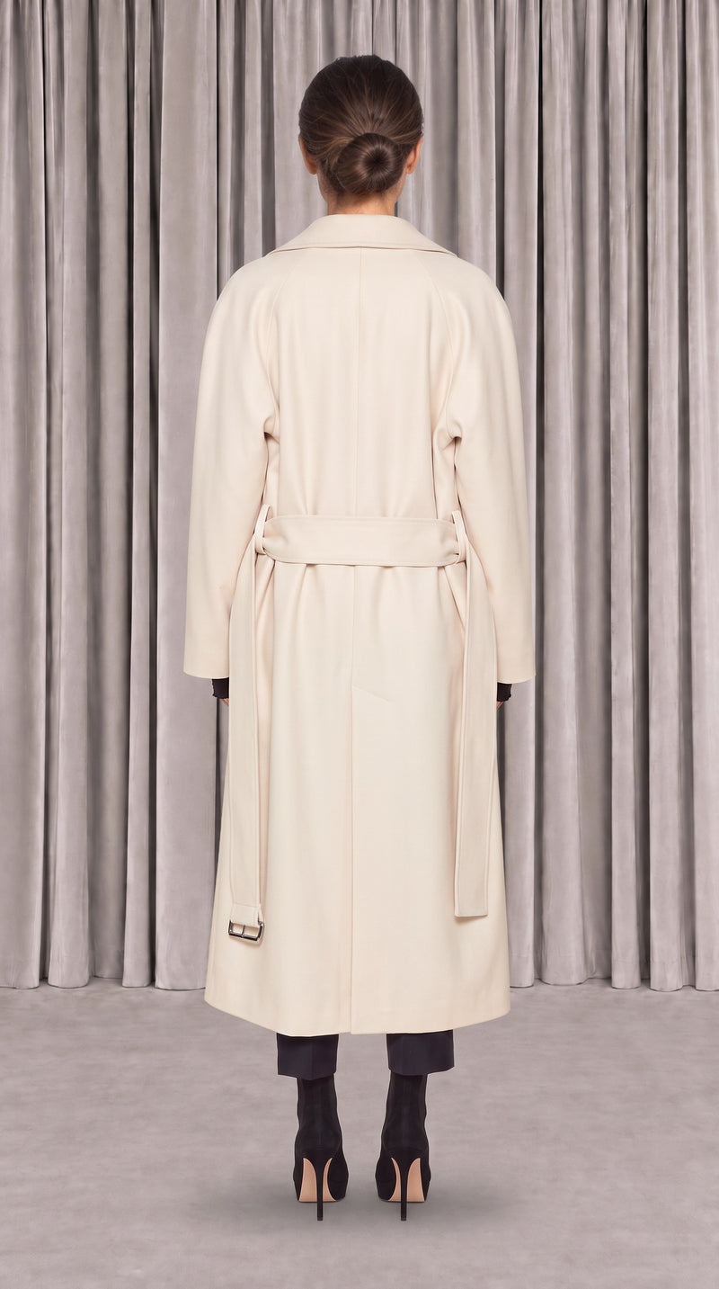 Victor Overcoat Women Ivory, back view – POAN